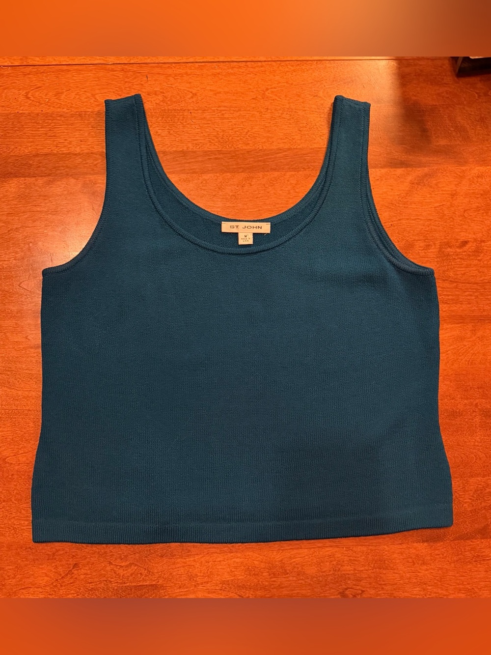 St. John Teal Scoop Neck Knit Tank